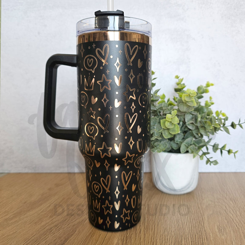 Cutesy Doodles Copper 40oz Engraved Stainless Steel Tumbler ©