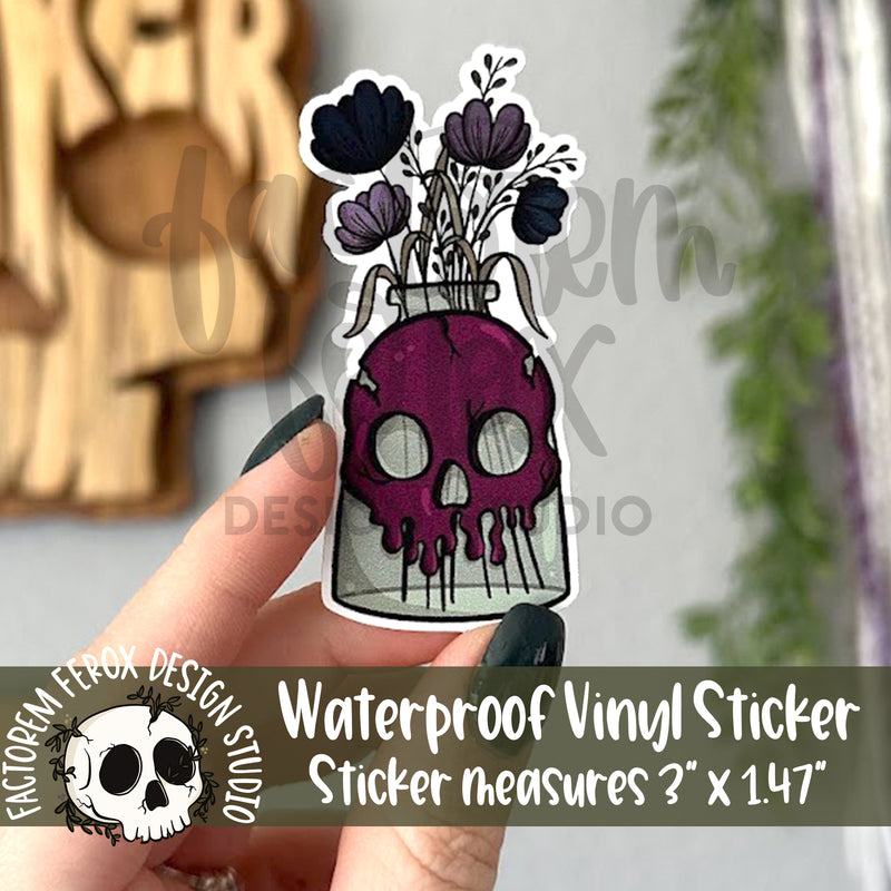 Skull Flower Vase Vinyl Sticker©
