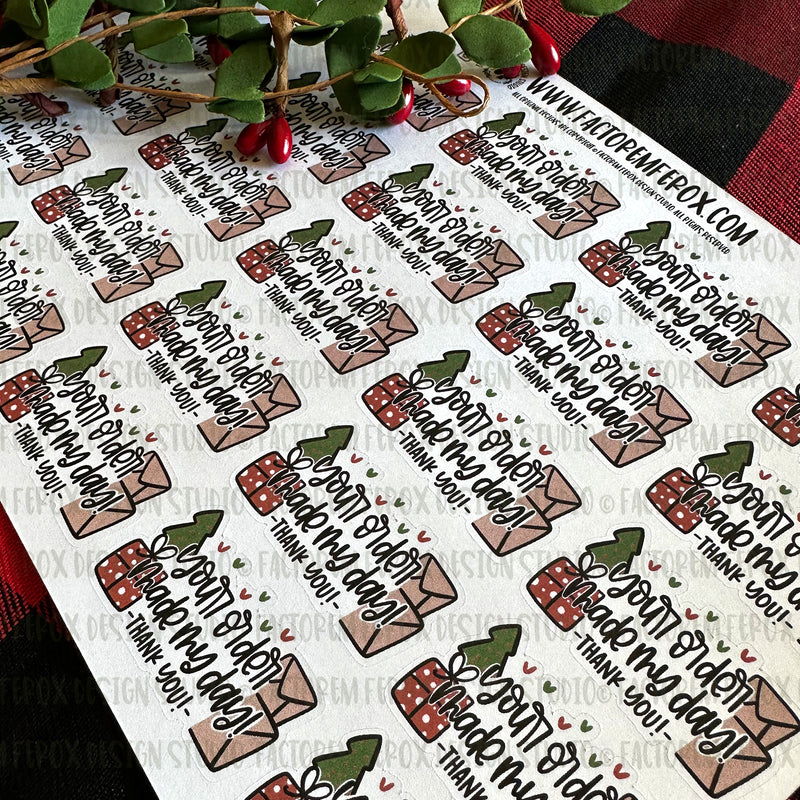 Christmas Thank You for Your Order Sheet of Stickers ©