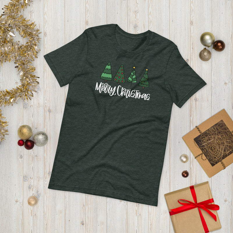 Merry Christmas Doodle Trees Unisex t-shirt
