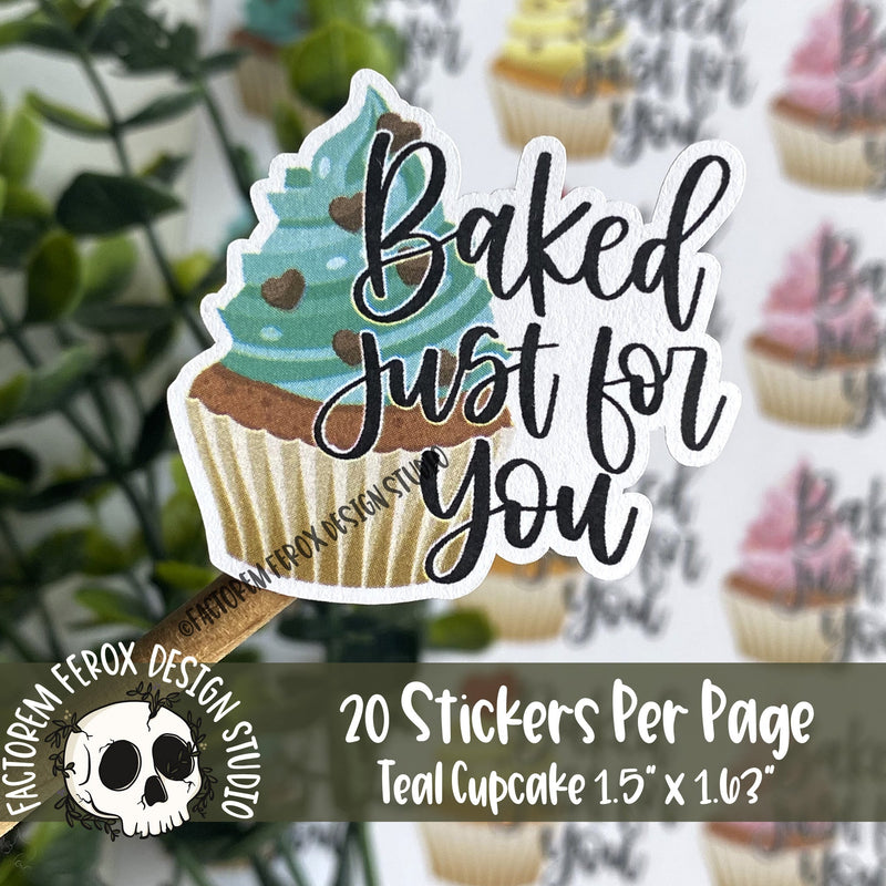 Baked Just For You Cupcake Sticker ©