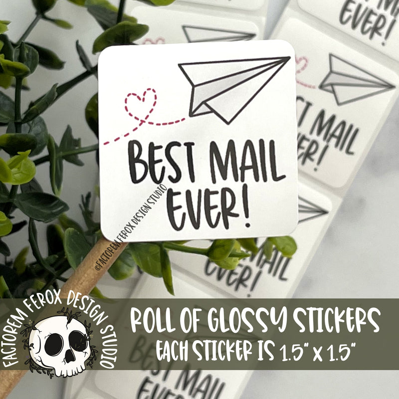 Best Mail Ever Paper Airplane Stickers on a Roll
