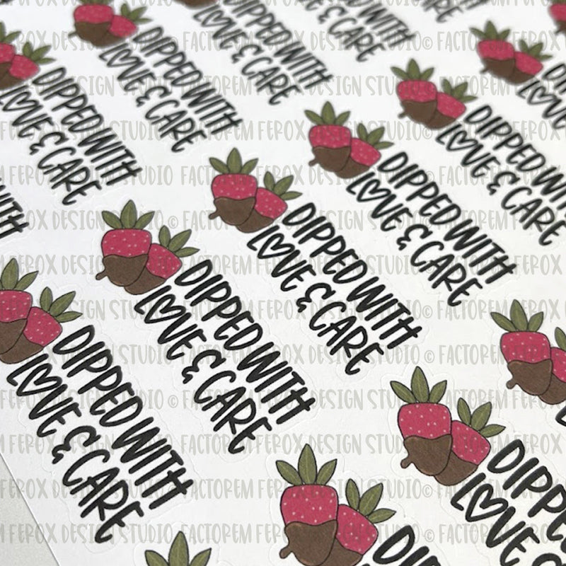 Dipped with Love and Care Strawberry Sticker ©