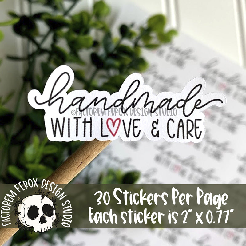 Handmade With Love and Care Sticker ©