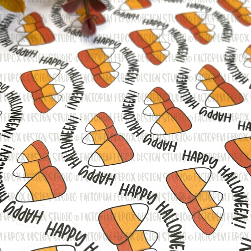 Happy Halloween Candy Corn Sticker ©