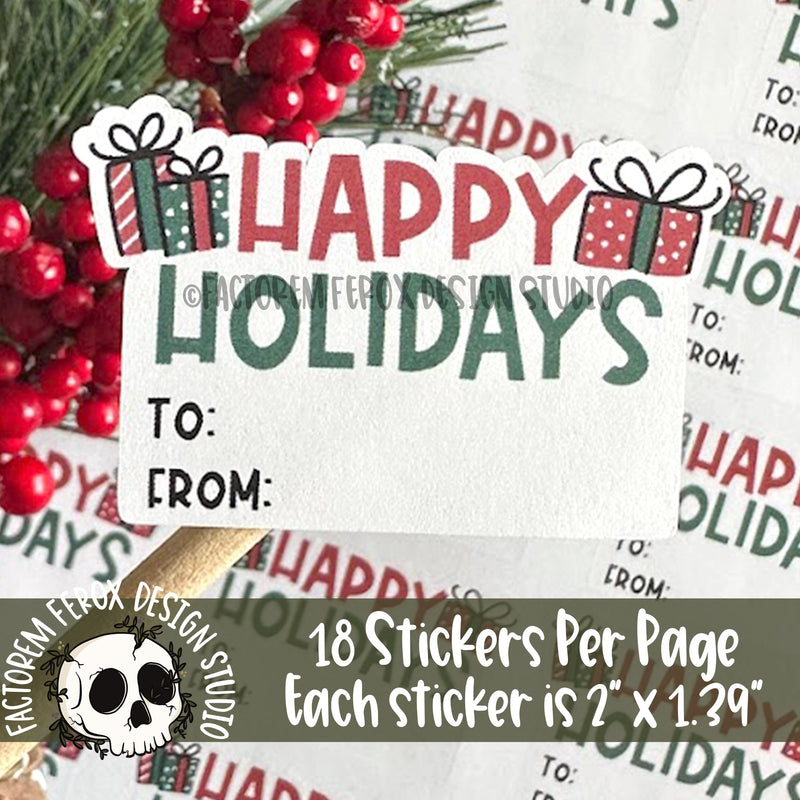 Happy Holidays Blank Label Sticker ©