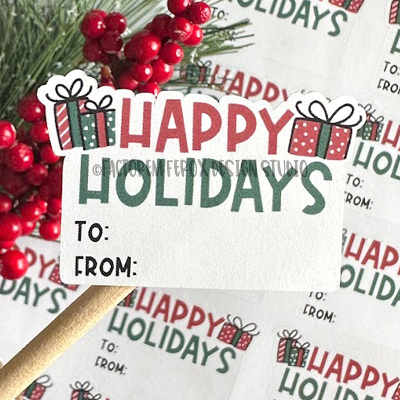 Happy Holidays Blank Label Sticker ©