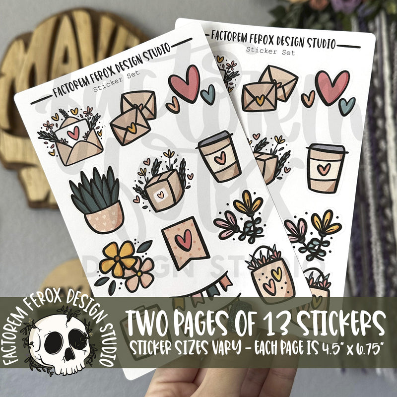 Hearts and Flowers Sticker Set ©