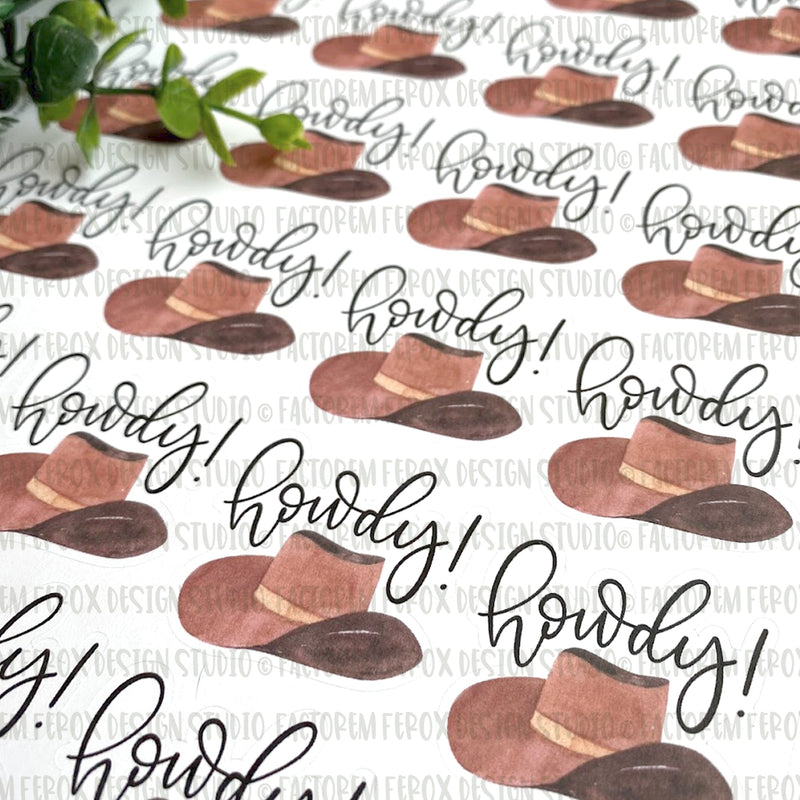 Howdy Cowboy Hat Sticker ©