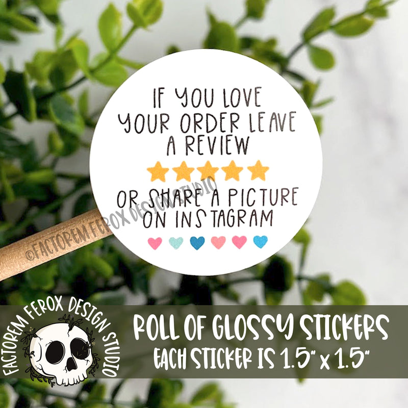 Instagram Review Reminder Stickers on a Roll ©