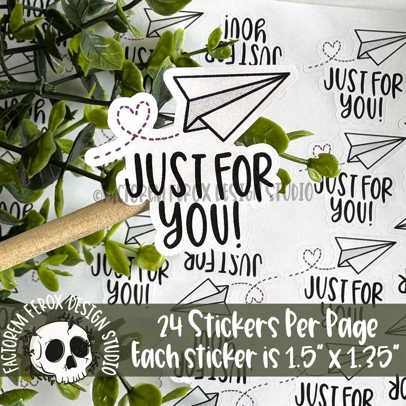 Just for You Paper Airplane Sticker ©