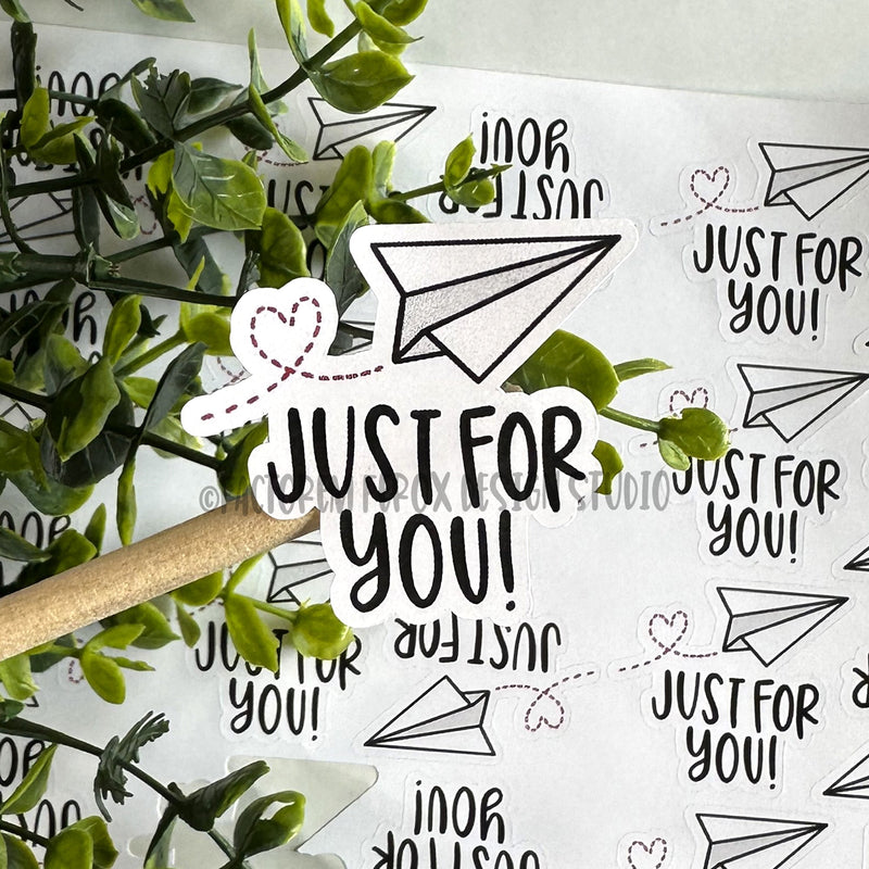 Just for You Paper Airplane Sticker ©