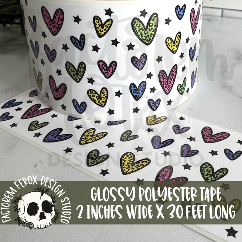 Colorful Animal Print Hearts Glossy Sticker Tape ©