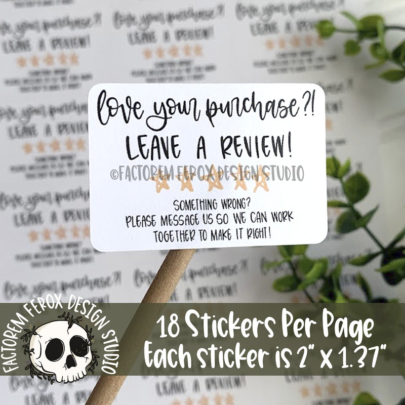 Love Your Purchase Review Sticker ©