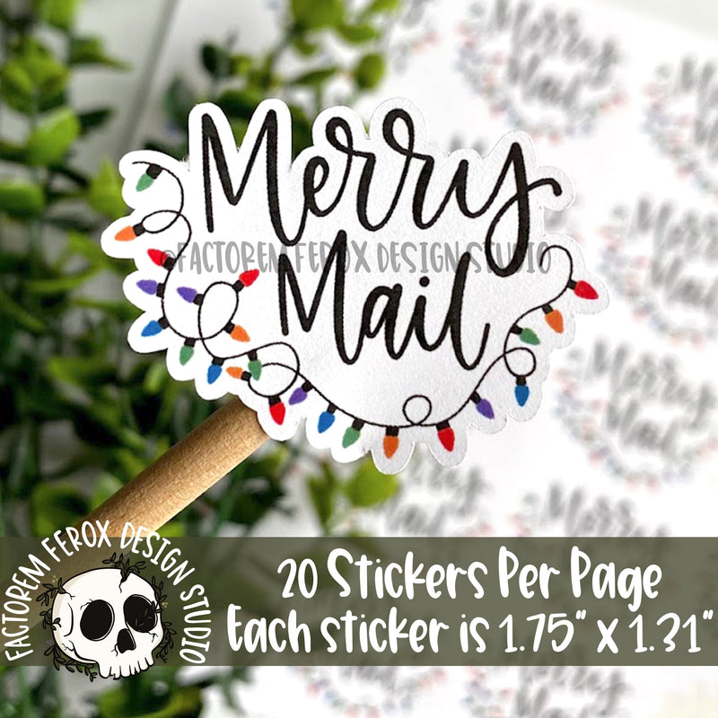 Merry Mail Christmas Lights Sticker ©