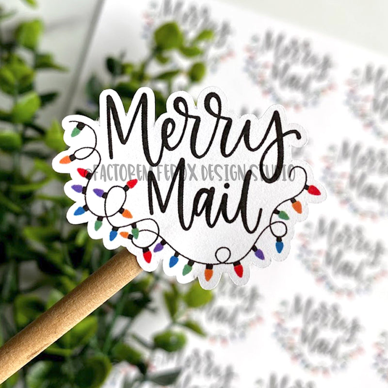 Merry Mail Christmas Lights Sticker ©