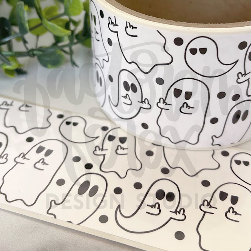 Middle Finger Ghost Glossy Sticker Tape ©