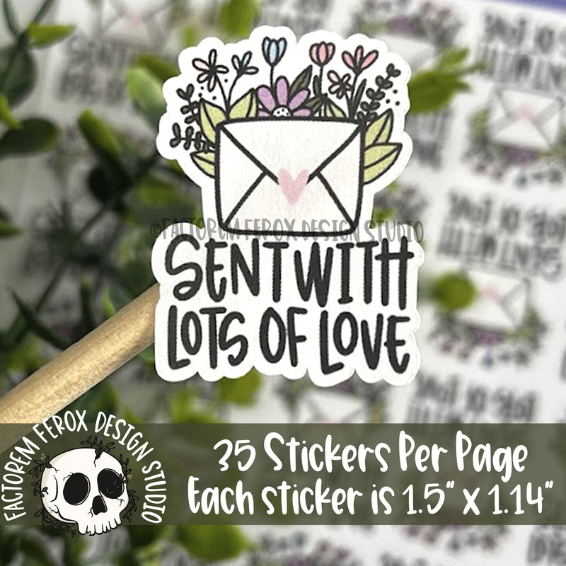 Sent with Lots of Love Flower Envelpe Sticker ©