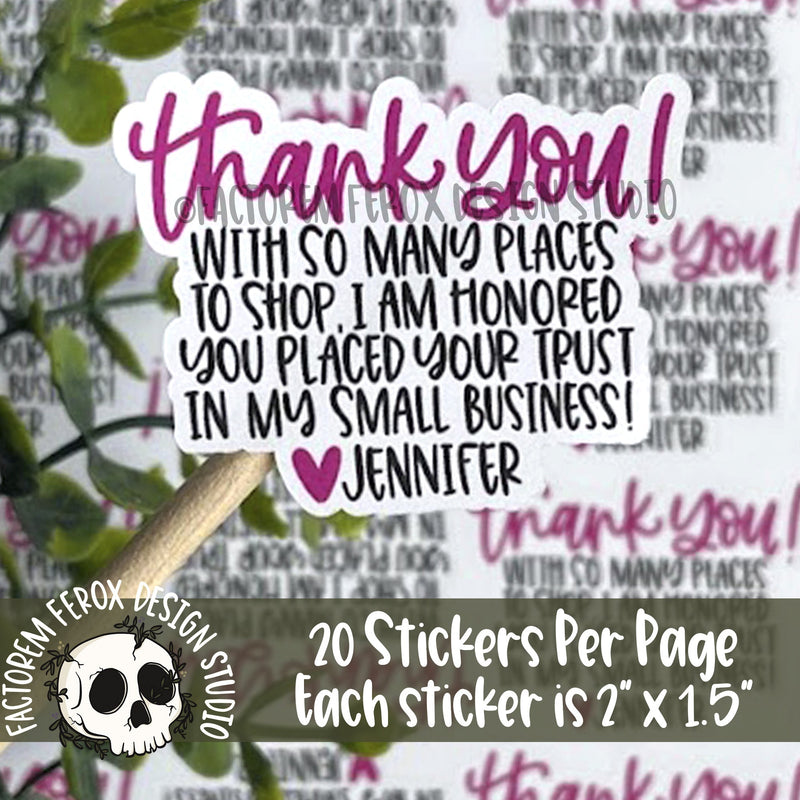 Personalized Small Business - Pink- Sticker ©