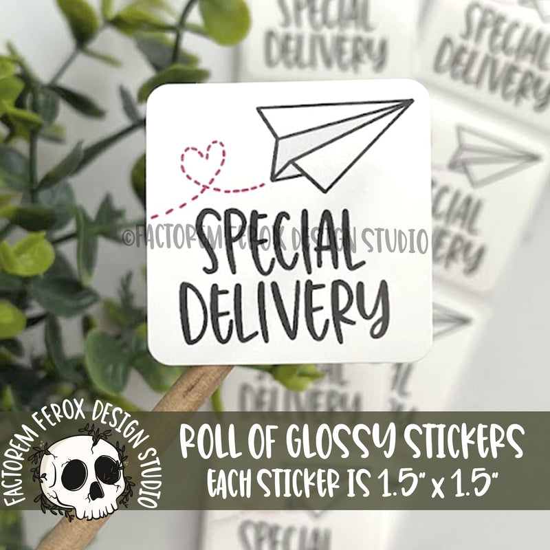 Special Delivery Paper Airplane Stickers on a Roll ©