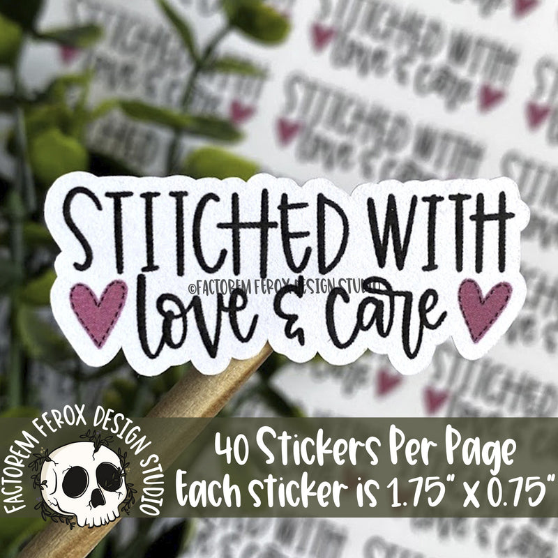 Stitched With Love and Care Sticker ©