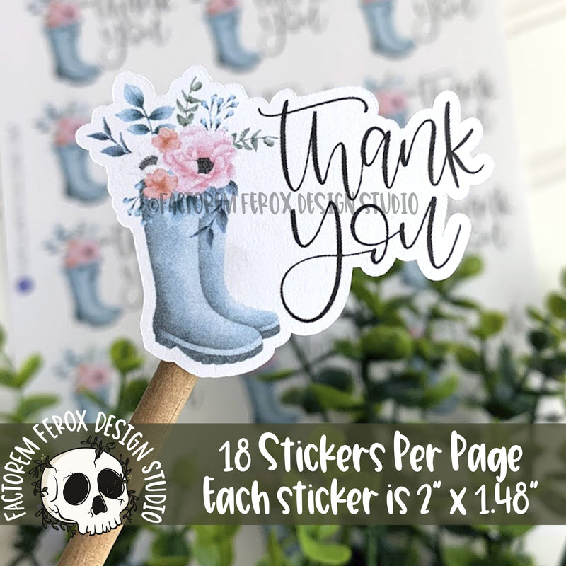 Thank You Boots and Flowers Sticker ©