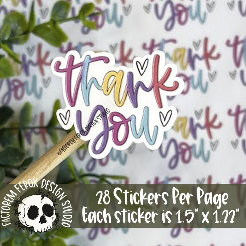 Bright Colors Thank You Sticker ©