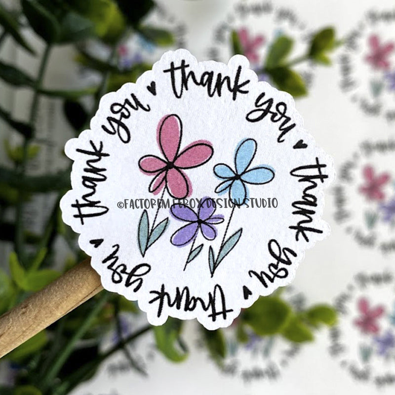 Thank You Flowers Round Sticker ©