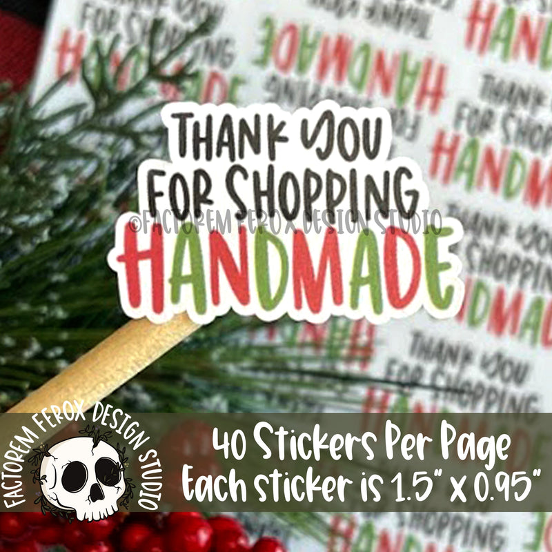Christmas Thank You for Shopping Handmade Sticker ©