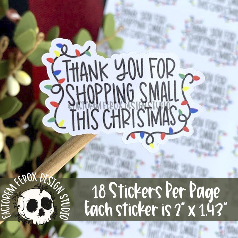Thank You for Shopping Small Christmas Lights Sticker ©