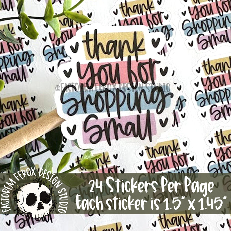 Colorful Thank You for Shopping Small Sticker ©