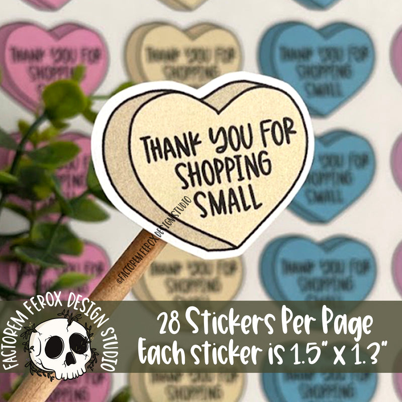 Thank You for Shopping Small Conversation Heart Stickers ©