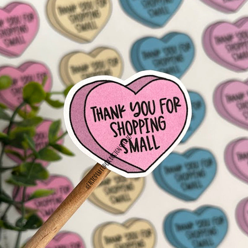 Thank You for Shopping Small Conversation Heart Stickers ©