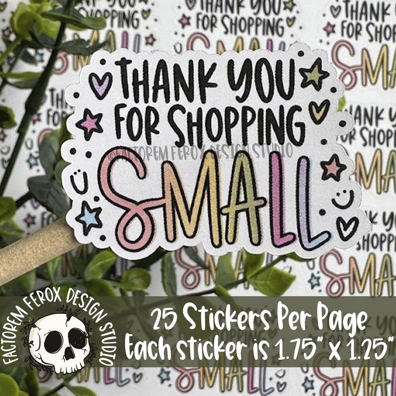 Thank You for Shopping Small Colorful Doodles Sticker ©