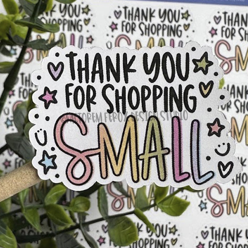 Thank You for Shopping Small Colorful Doodles Sticker ©
