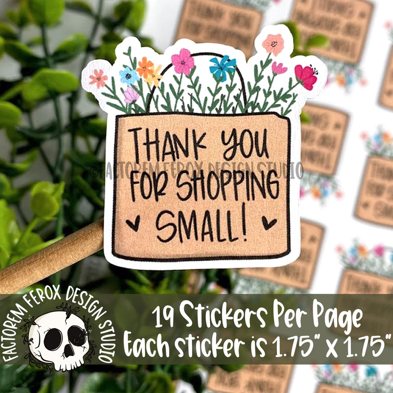 Thank You for Shopping Small Flowers and Shopping Bag Sticker ©