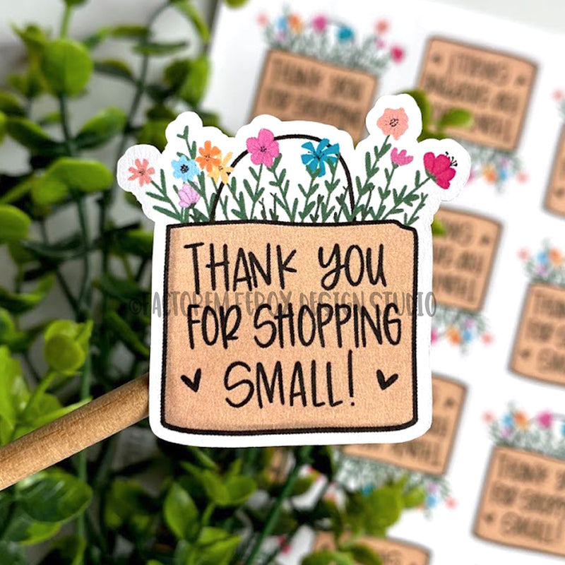 Thank You for Shopping Small Flowers and Shopping Bag Sticker ©