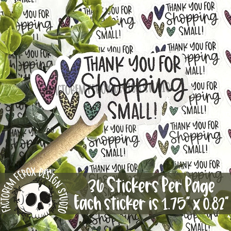 Thank You for Shopping Small Colorful Hearts Sticker ©