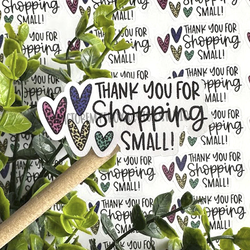 Thank You for Shopping Small Colorful Hearts Sticker ©