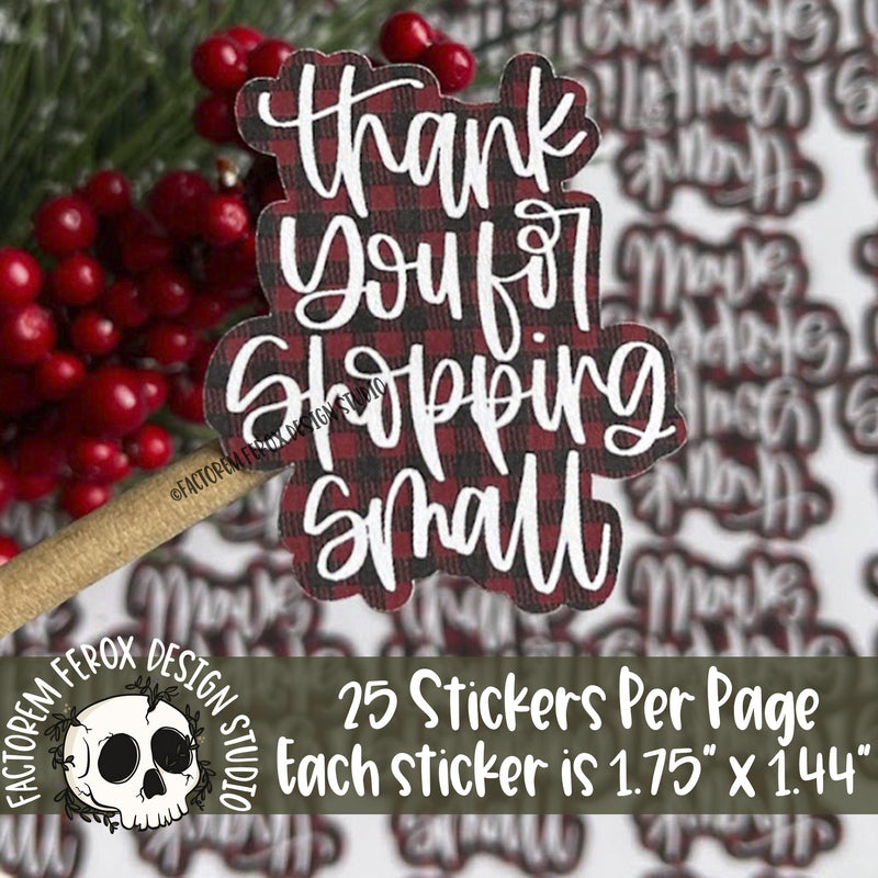 Thank You for Shopping Small Plaid Sticker ©