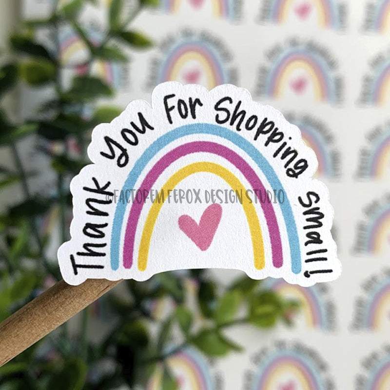Thank You for Shopping Small Rainbow Sticker ©