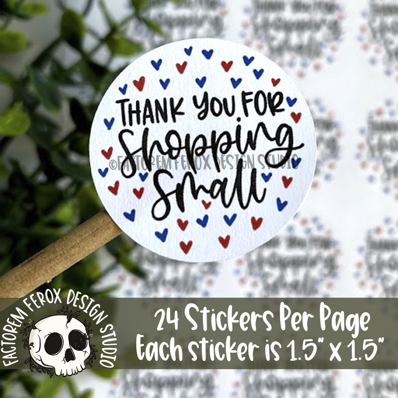 Thank You for Shopping Small Hearts Sticker ©