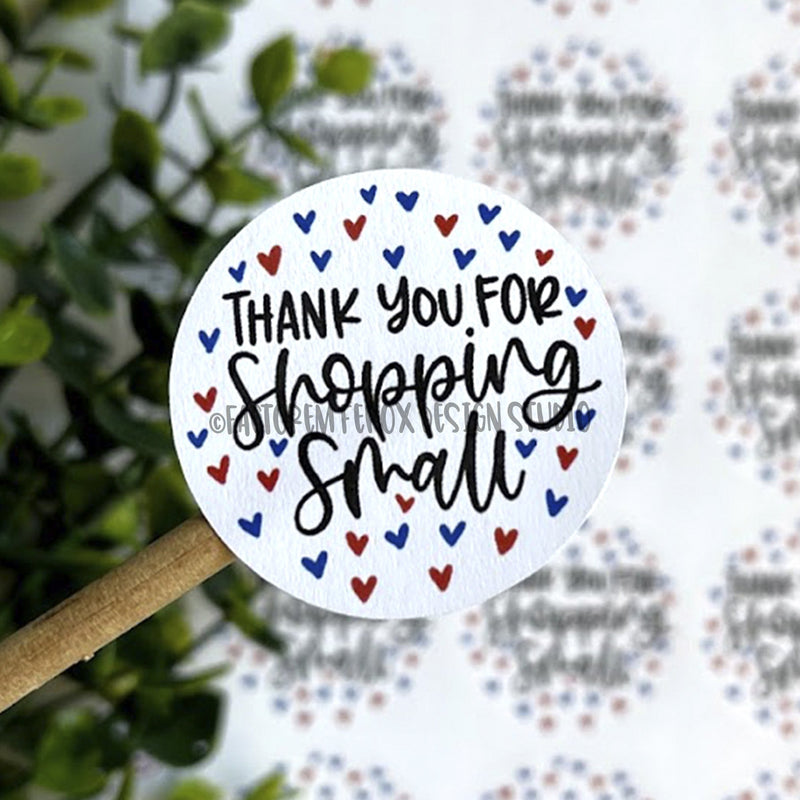 Thank You for Shopping Small Hearts Sticker ©