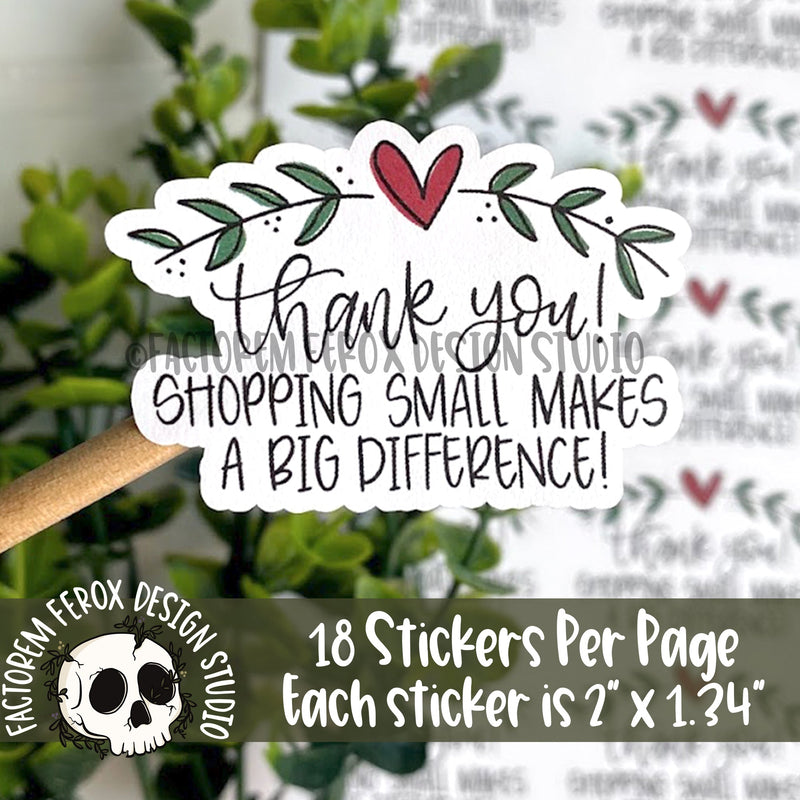 Thank You for Shopping Small Red Heart and Laurel Sticker ©