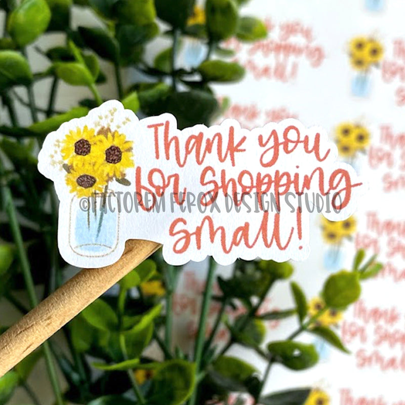 Thank You for Shopping Small Sunflowers Sticker ©