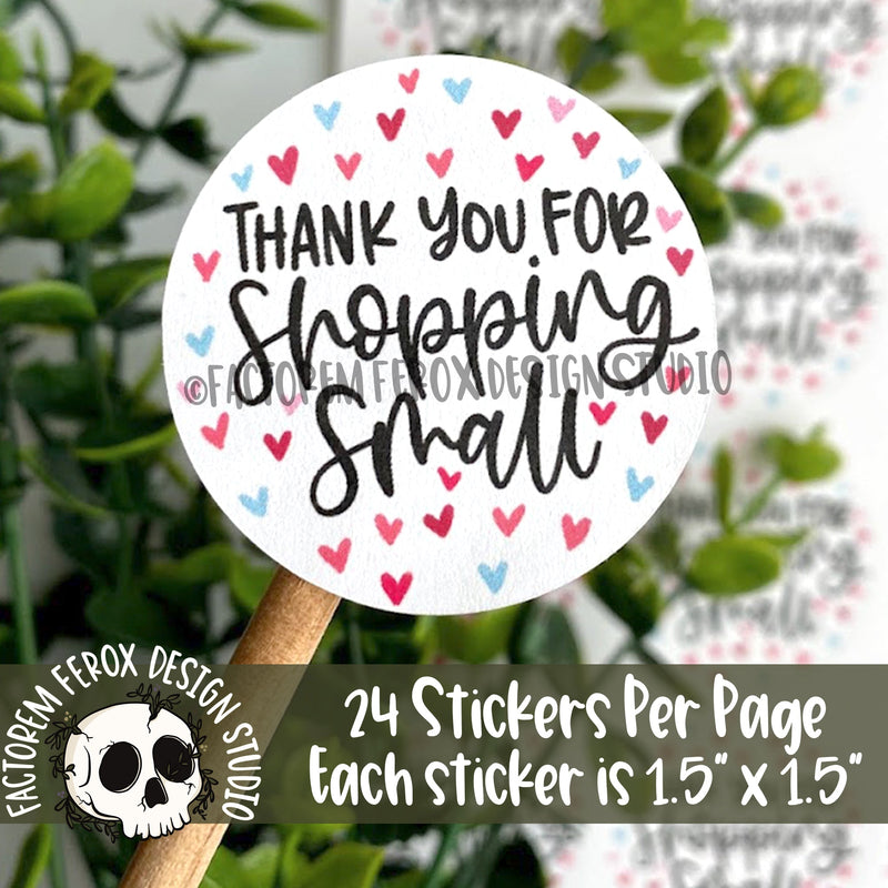 Thank You for Shopping Small Valentine Hearts Sticker ©