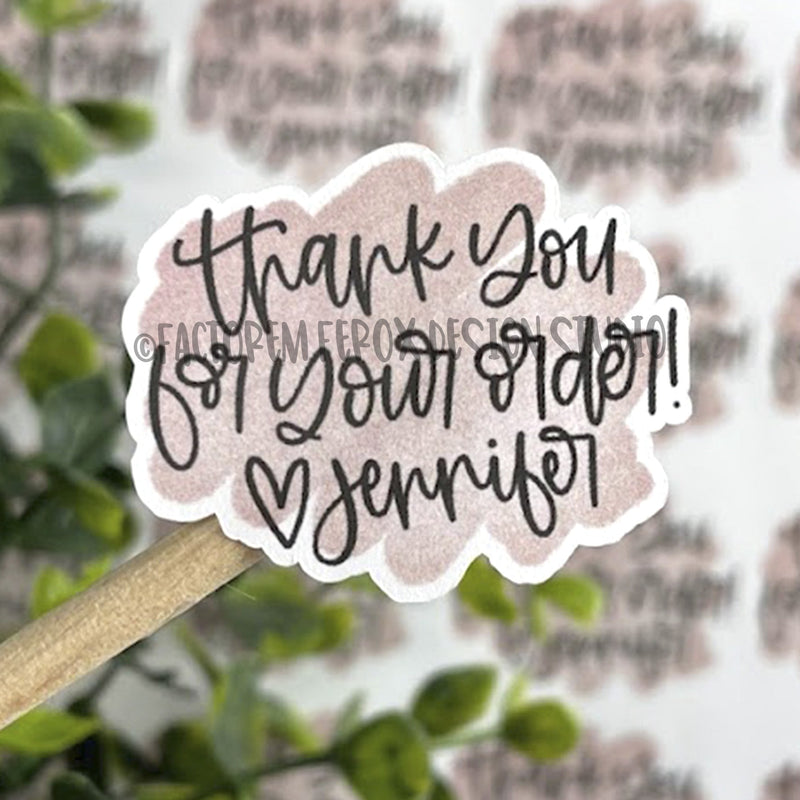 Personalized Tan Thank You for Your Order Sticker ©
