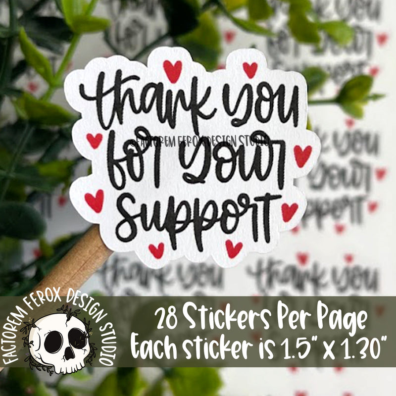 Thank You for Your Support Red Hearts Sticker ©