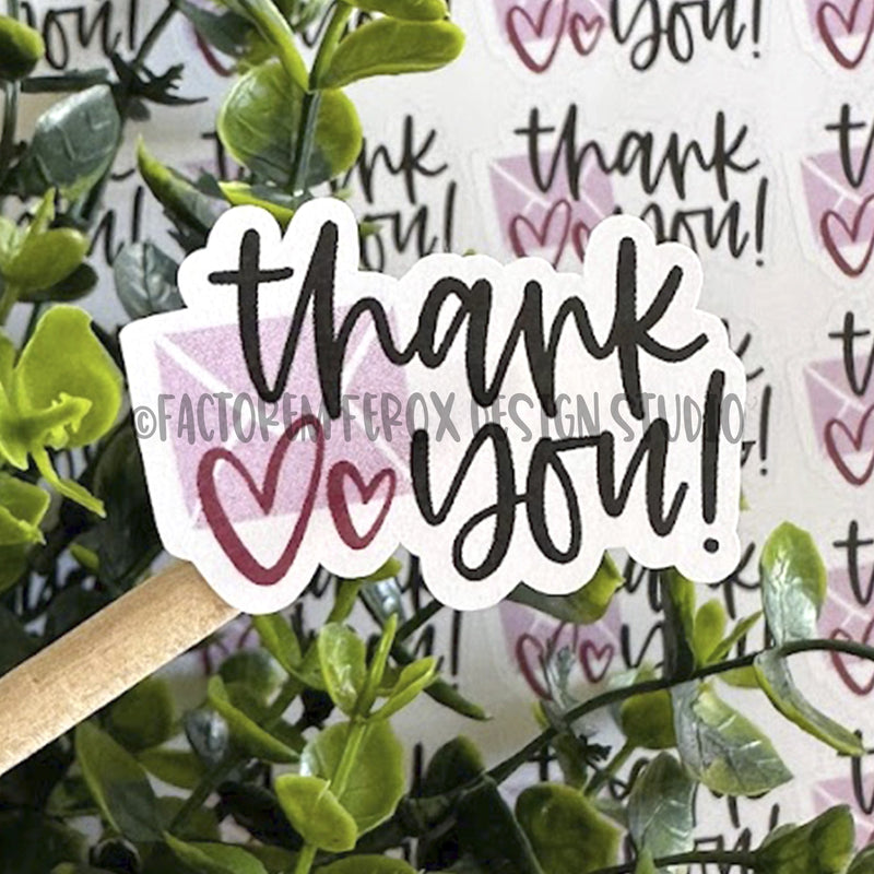 Thank You Hearts and Envelope Sticker ©