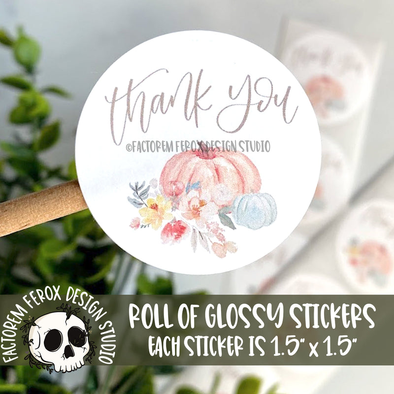 Thank You Pastel Pumpkins Stickers on a Roll ©